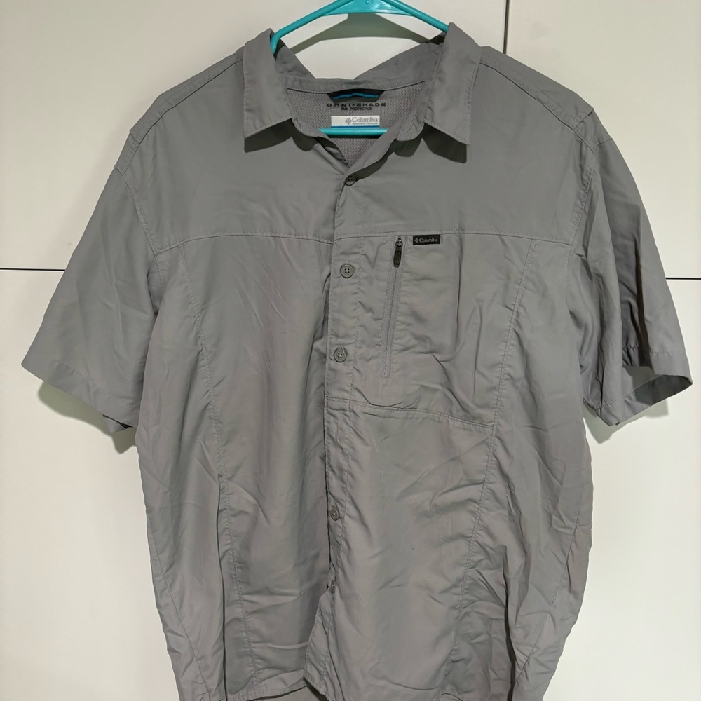 Columbia Shirt Mens Large Camp Vented Fishing Omni-Shade PFG Performance Sun UV